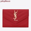 Replica YSL Fake Saint Laurent WOC Cassandra Chain Wallet In Red Leather 9