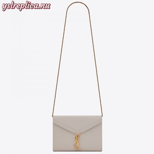 Replica YSL Fake Saint Laurent WOC Cassandra Chain Wallet In White Leather