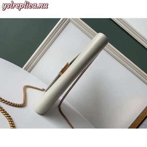 Replica YSL Fake Saint Laurent WOC Cassandra Chain Wallet In White Leather 2
