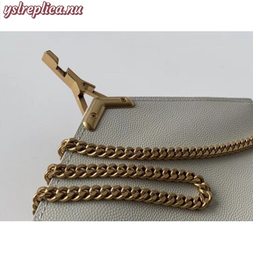 Replica YSL Fake Saint Laurent WOC Cassandra Chain Wallet In White Leather 5
