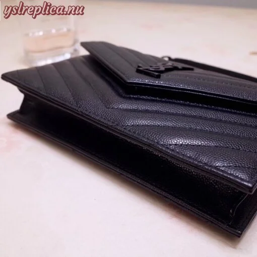 Replica YSL Fake Saint Laurent WOC Envelope Chain Wallet All Black 4