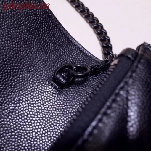 Replica YSL Fake Saint Laurent WOC Envelope Chain Wallet All Black 6