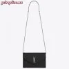 Replica YSL Fake Saint Laurent WOC Envelope Chain Wallet All Black 9