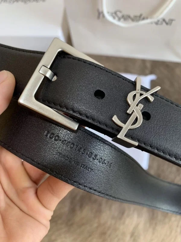 Replica YSL Fake Saint Laurent Monogramme Belt 30MM In Noir Calfskin 4