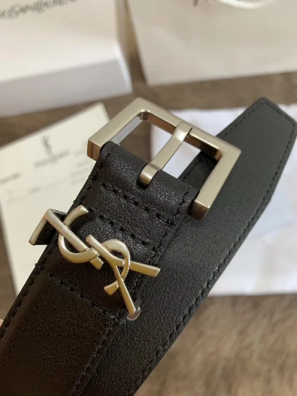 Replica YSL Fake Saint Laurent Monogramme Belt 30MM In Noir Calfskin 7