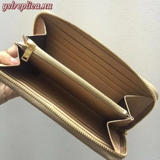 Replica YSL Fake Saint Laurent Monogram Zip Around Wallet In Powder Grained Leather 3