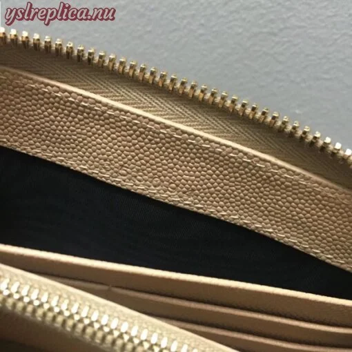 Replica YSL Fake Saint Laurent Monogram Zip Around Wallet In Powder Grained Leather 8