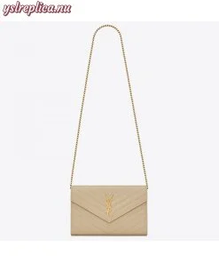 Replica YSL Fake Saint Laurent WOC Monogram Chain Wallet In Poudre Leather