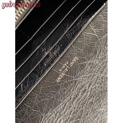 Replica YSL Fake Saint Laurent Niki Large Wallet In Black Crinkled Vintage Leather 5