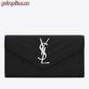 Replica YSL Fake Saint Laurent Large Monogram Flap Wallet In Red Grained Leather 9