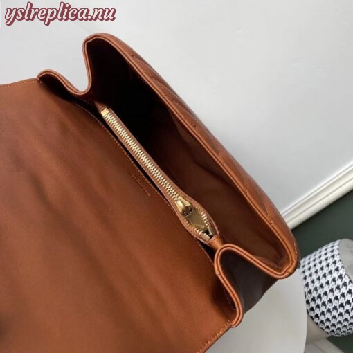 Replica YSL Fake Saint Laurent College Medium Bag In Brown Matelasse Leather 8