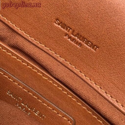 Replica YSL Fake Saint Laurent College Medium Bag In Brown Matelasse Leather 10