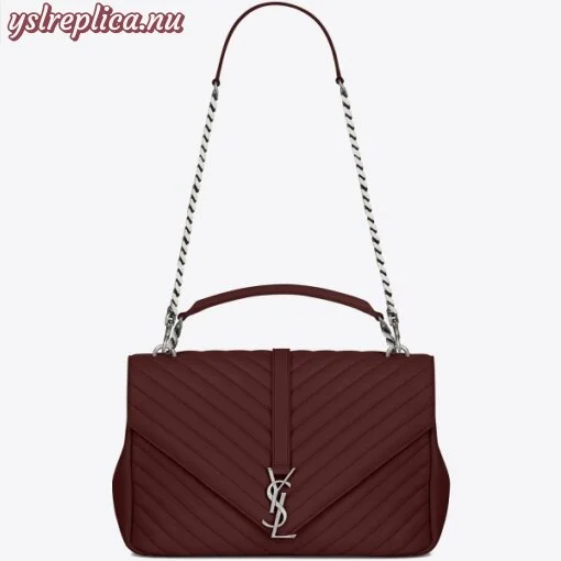 Replica YSL Fake Saint Laurent Large Bordeaux College Shoulder Bag 3