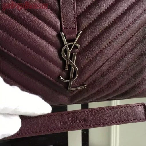 Replica YSL Fake Saint Laurent Large Bordeaux College Shoulder Bag 5