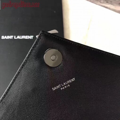 Replica YSL Fake Saint Laurent Black Large Stitched Diamond Matelasse College Bag 6