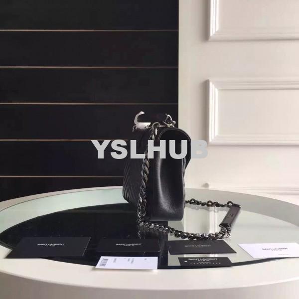 Replica YSL Fake Saint Laurent Medium College Bag In Black Goatskin Leather 2