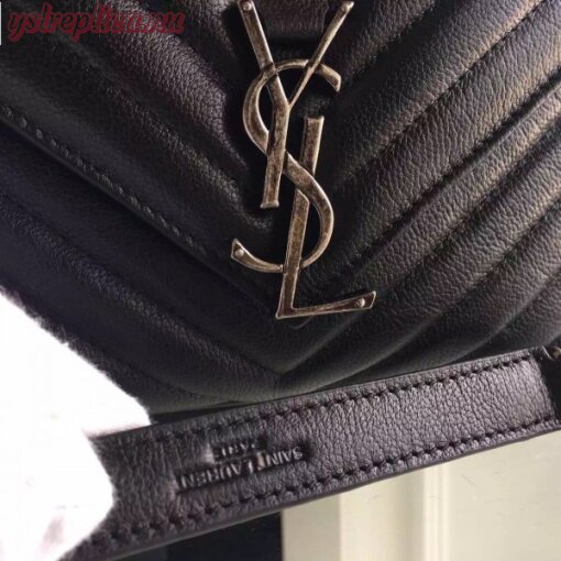 Replica YSL Fake Saint Laurent Medium College Bag In Black Goatskin Leather 5