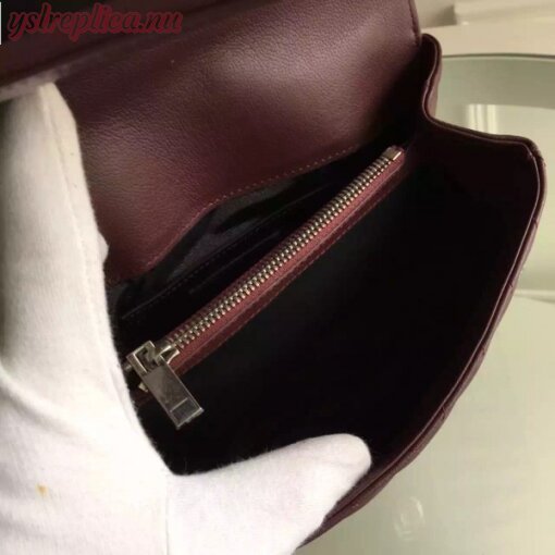 Replica YSL Fake Saint Laurent Medium College Bag In Bordeaux Goatskin Leather 6