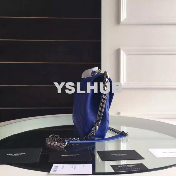 Replica YSL Fake Saint Laurent Medium College Bag In Blue Goatskin Leather 2
