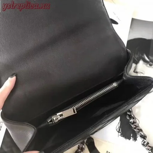 Replica YSL Fake Saint Laurent Medium College Bag In Black Matelasse Leather 7