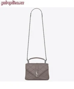 Replica YSL Fake Saint Laurent Medium College Bag In Grey Matelasse Leather