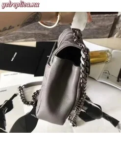 Replica YSL Fake Saint Laurent Medium College Bag In Grey Matelasse Leather 2