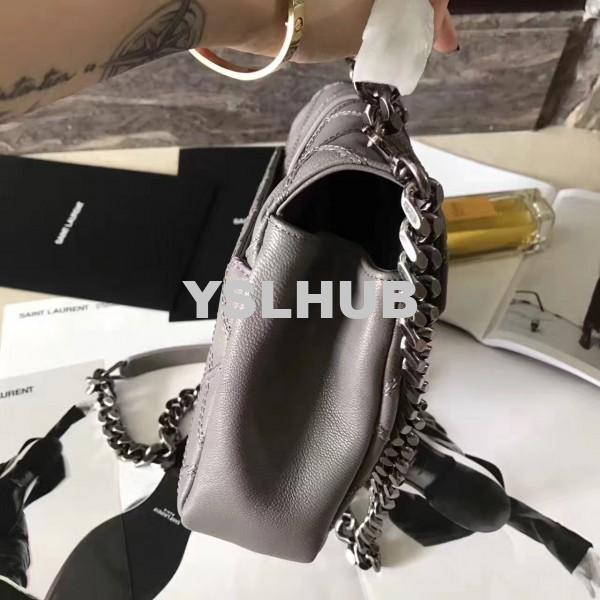 Replica YSL Fake Saint Laurent Medium College Bag In Grey Matelasse Leather 2