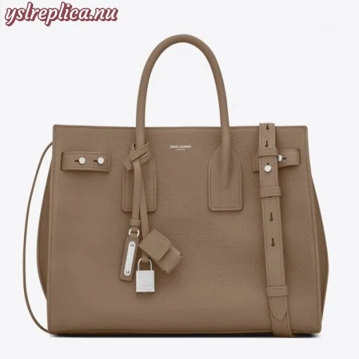 Replica YSL Fake Saint Laurent Small Sac de Jour Souple Bag In Taupe Grained Leather 4