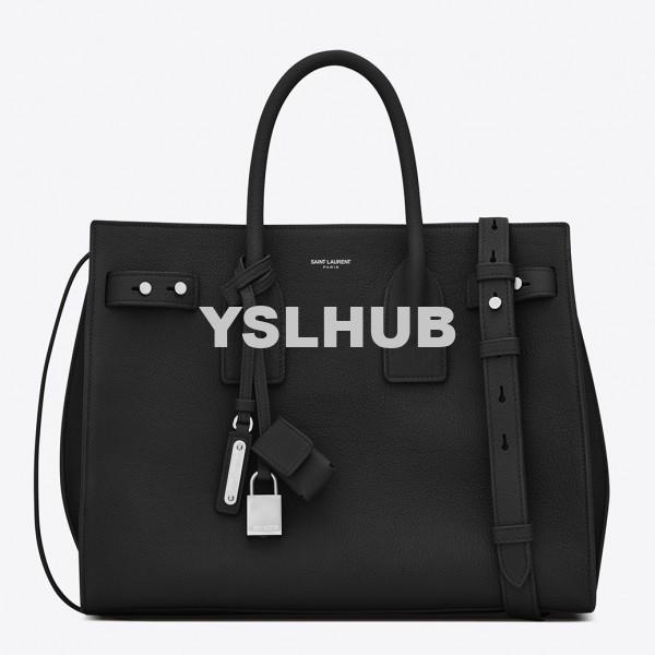 Replica YSL Fake Saint Laurent Small Sac de Jour Souple Bag In Black Grained Leather