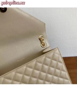 Replica YSL Fake Saint Laurent Medium Envelope Bag In Beige Grained Leather 2