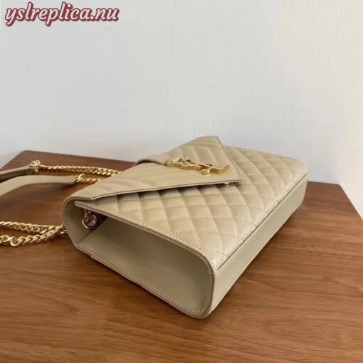 Replica YSL Fake Saint Laurent Medium Envelope Bag In Beige Grained Leather 5