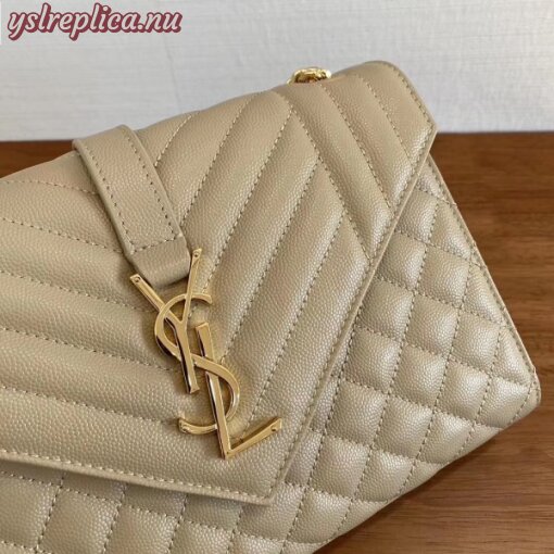 Replica YSL Fake Saint Laurent Medium Envelope Bag In Beige Grained Leather 6