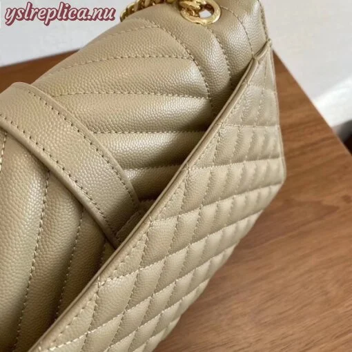 Replica YSL Fake Saint Laurent Medium Envelope Bag In Beige Grained Leather 7