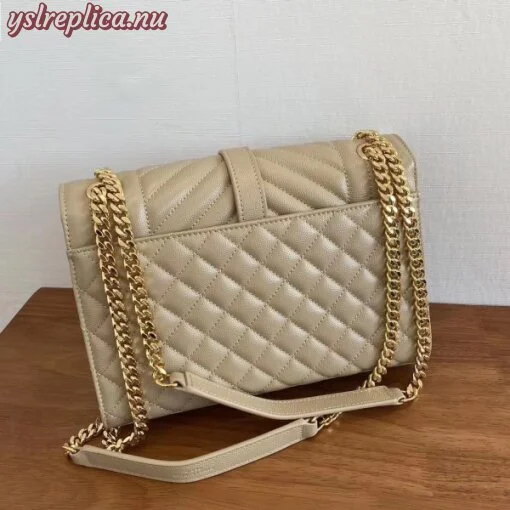 Replica YSL Fake Saint Laurent Medium Envelope Bag In Beige Grained Leather 8