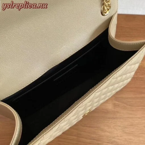 Replica YSL Fake Saint Laurent Medium Envelope Bag In Beige Grained Leather 9