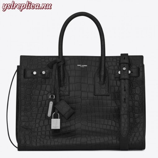 Replica YSL Fake Saint Laurent Small Sac de Jour Souple Bag In Black Crocodile Leather 2