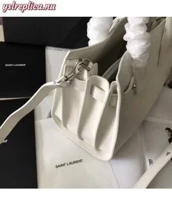 Replica YSL Fake Saint Laurent Baby Sac de Jour Souple Bag In White Grained Leather 2