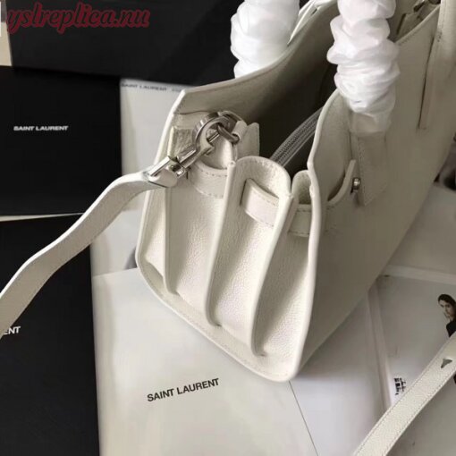 Replica YSL Fake Saint Laurent Baby Sac de Jour Souple Bag In White Grained Leather 2