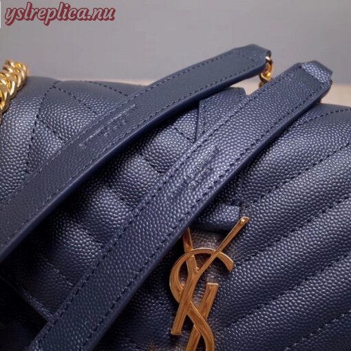 Replica YSL Fake Saint Laurent Medium Envelope Bag In Navy Blue Grained Leather 3