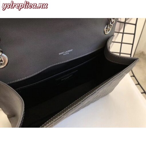 Replica YSL Fake Saint Laurent Medium Envelope Bag In Grey Grained Leather 3