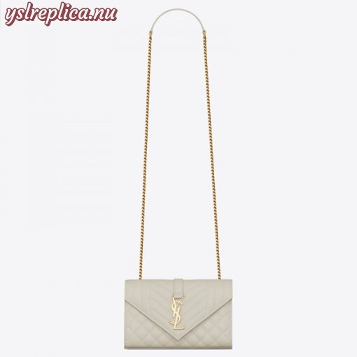 Replica YSL Fake Saint Laurent Small Envelope Bag In White Grained Leather
