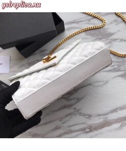 Replica YSL Fake Saint Laurent Small Envelope Bag In White Grained Leather 2