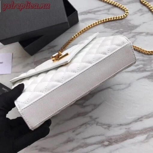 Replica YSL Fake Saint Laurent Small Envelope Bag In White Grained Leather 2