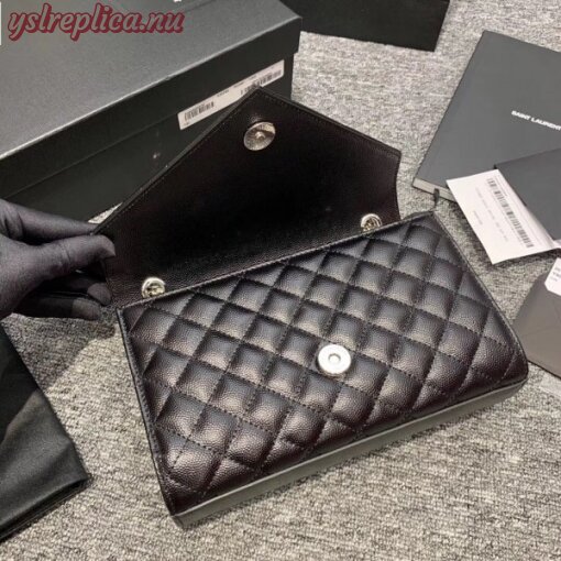 Replica YSL Fake Saint Laurent Small Envelope Bag In Noir Grained Leather 4