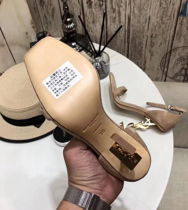 Replica YSL Fake Saint Laurent Opyum 110 Sandals In Beige Suede 3