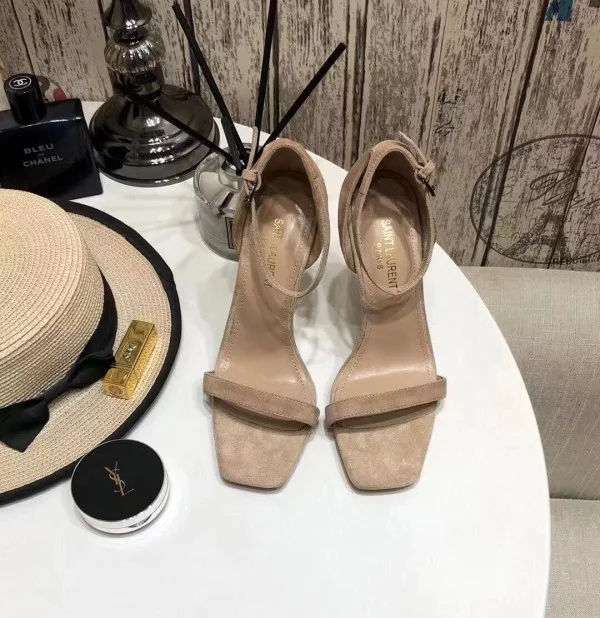 Replica YSL Fake Saint Laurent Opyum 110 Sandals In Beige Suede 4