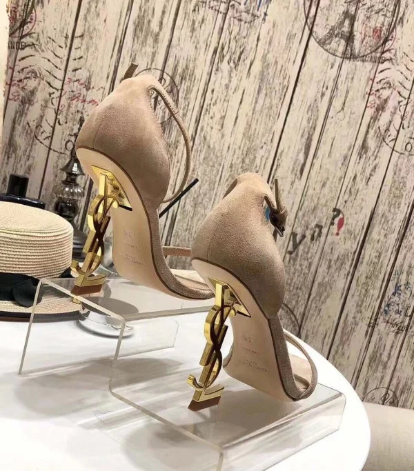 Replica YSL Fake Saint Laurent Opyum 110 Sandals In Beige Suede 8