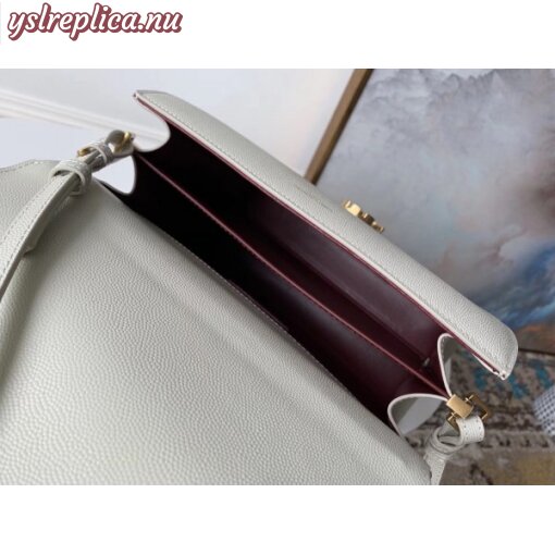 Replica YSL Fake Saint Laurent Cassandra Medium Bag In White Grained Leather 6
