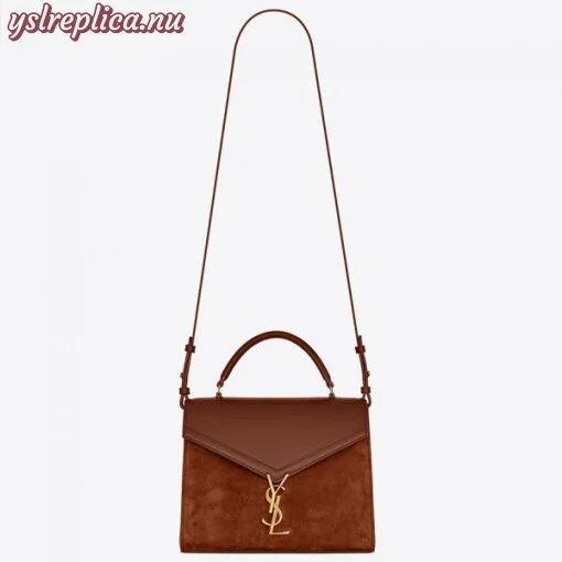 Replica YSL Fake Saint Laurent Cassandra Medium Bag In Brown Suede