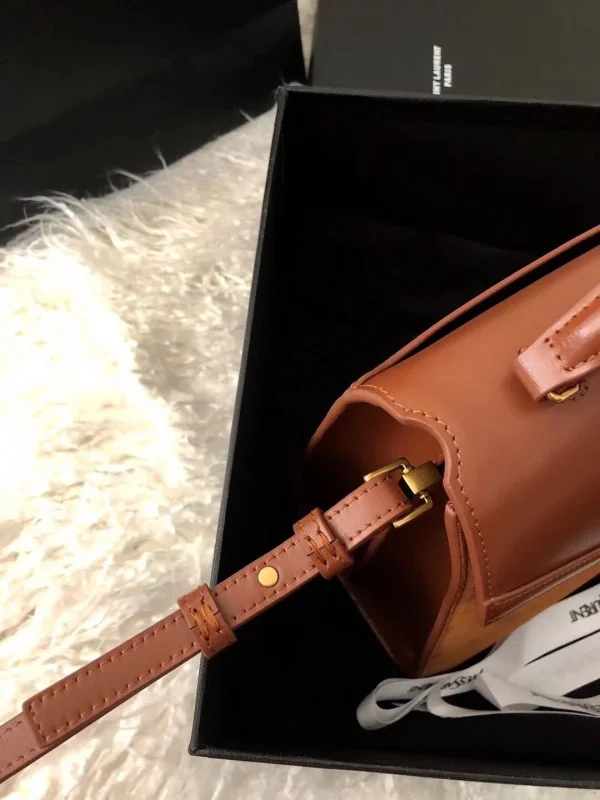 Replica YSL Fake Saint Laurent Cassandra Medium Bag In Brown Suede 3